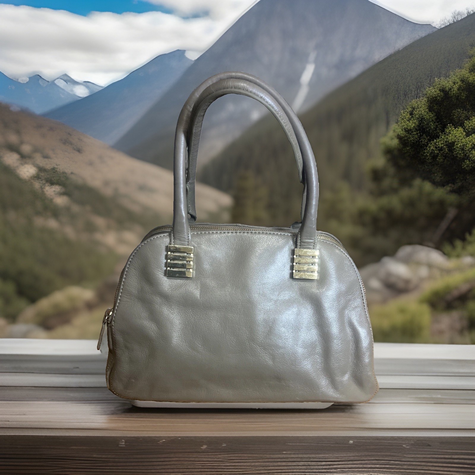 Claudia Ciuti Taupe Satchel Genuine Leather Minimalist Fall Hand Bag Purse