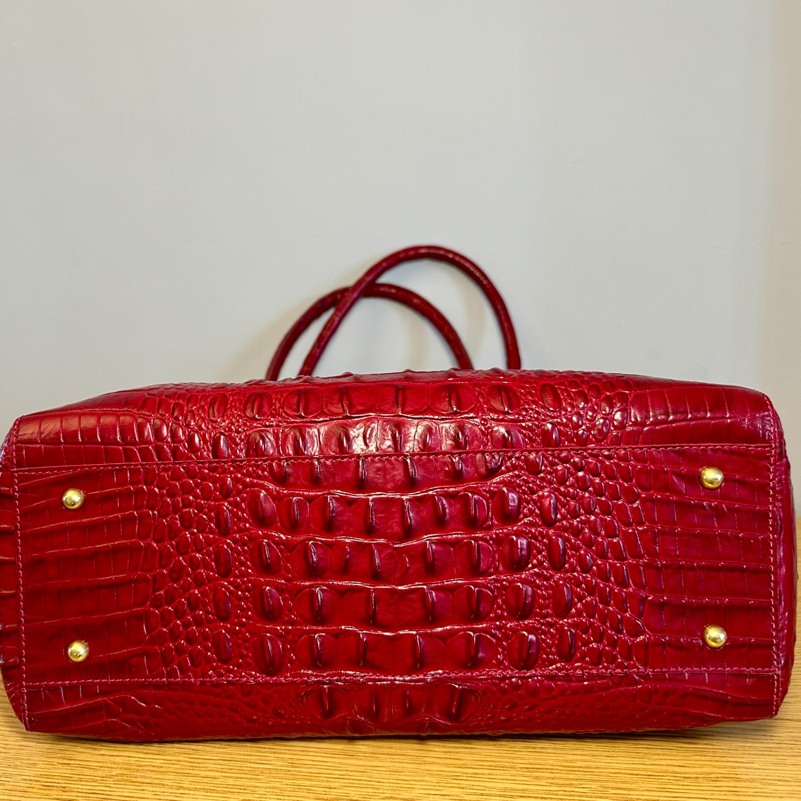 Brahmin Mallory Zip Tote Carmine Red Melbourne Croc Embossed Leather NWOT