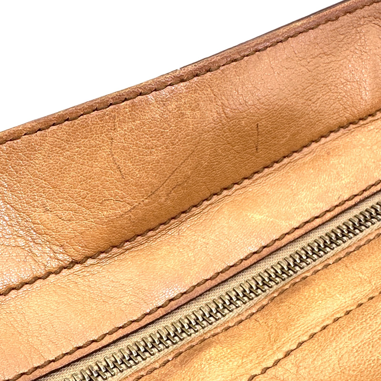 Gucci Interlocking G Blondie Studs Leather Hand Bag Beige Brown 121551 Authentic
