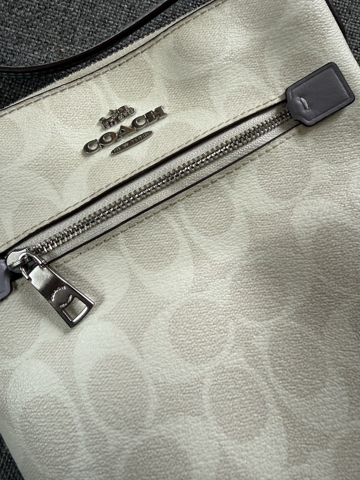 COACH Mini Rowan File Bag Signature Canvas Chalk / Mist (lavender) Crossbody