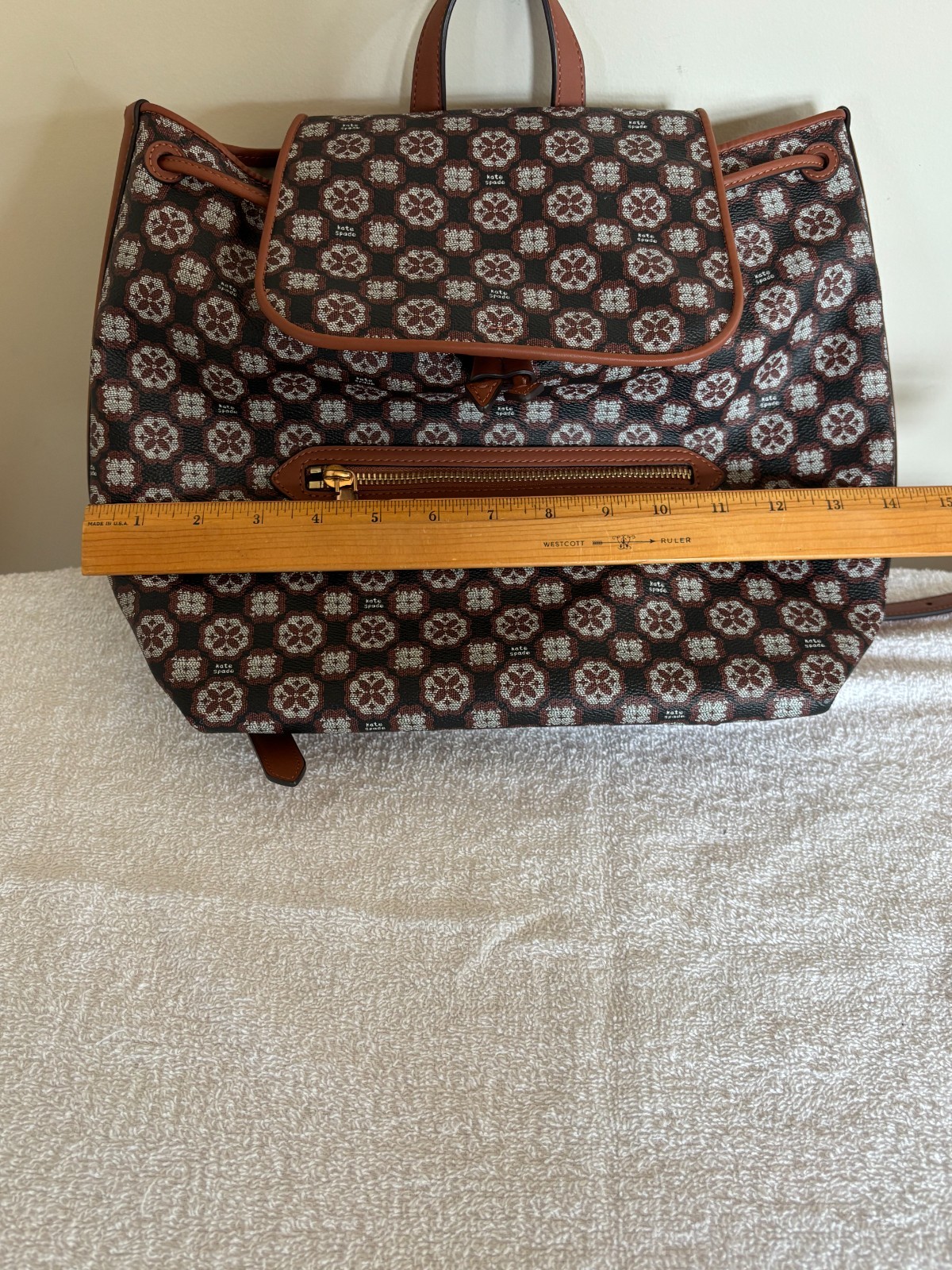 KATE SPADE FLOWER MONOGRAM MIA FLAP BACKPACK BLACK MULTI Retail $348