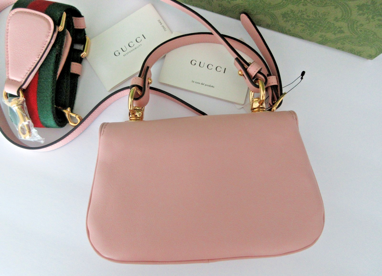 $3,200 Gucci Blondie pink Leather Crossbody Bag Come W 2 straps 698643 Full Set