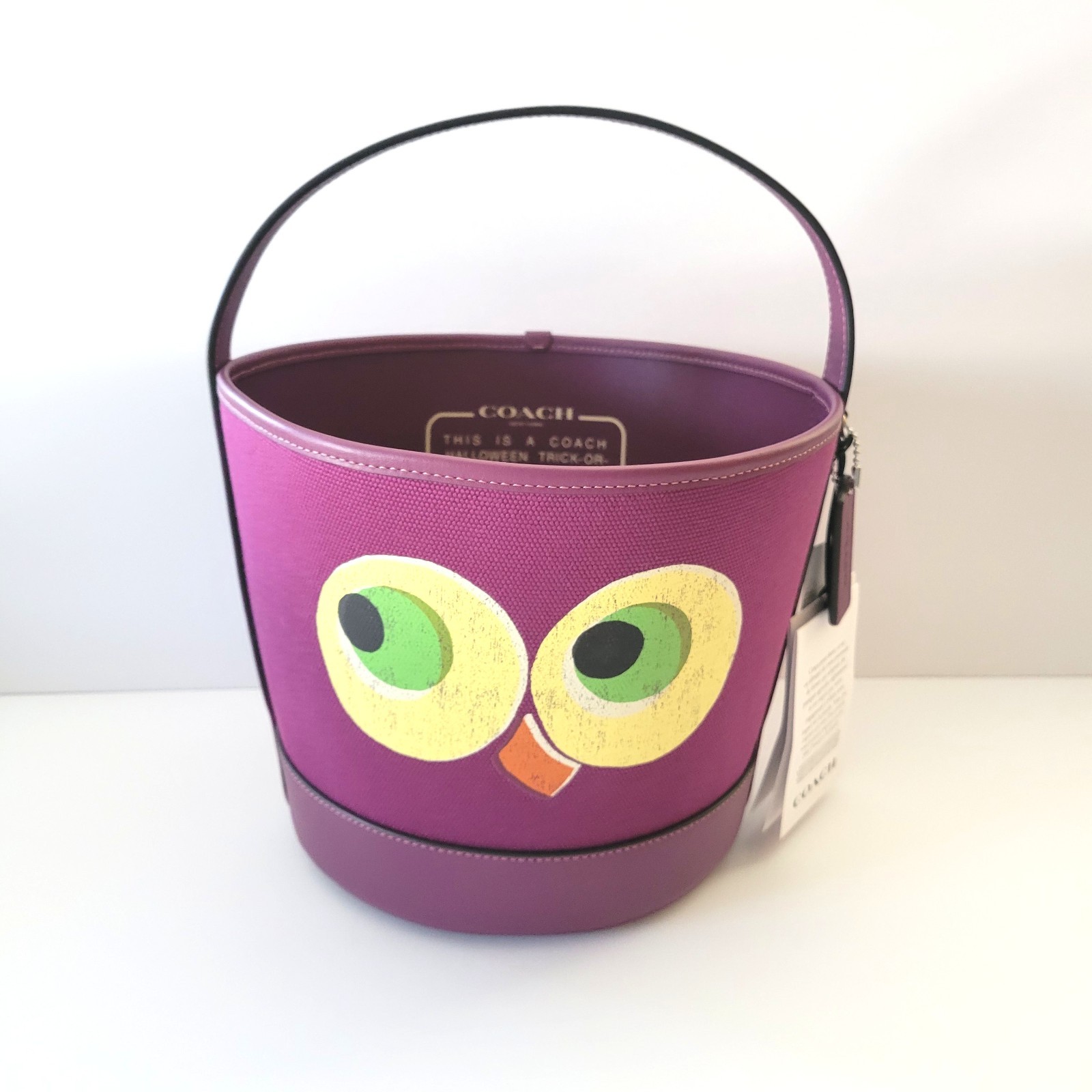 Coach CCE03 Trick Or Treat Owl Halloween Bucket 2025 Plum Regenerative Cotton