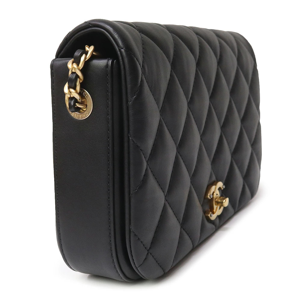Chanel Matelassé Classic Season Full Flap Chain Black Shoulder Bag #BCB207