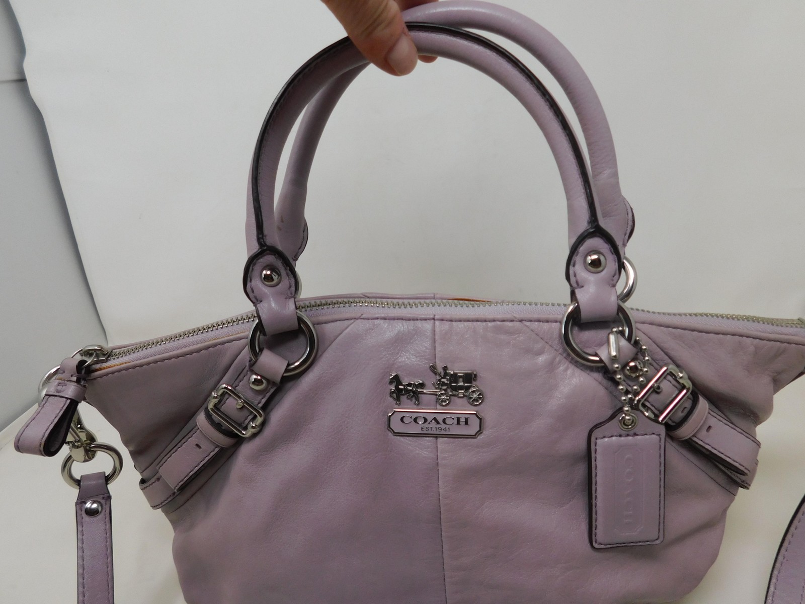 Coach Purse Satchel Madison Sophia Crossbody Bag Medium Purple Leather Purse