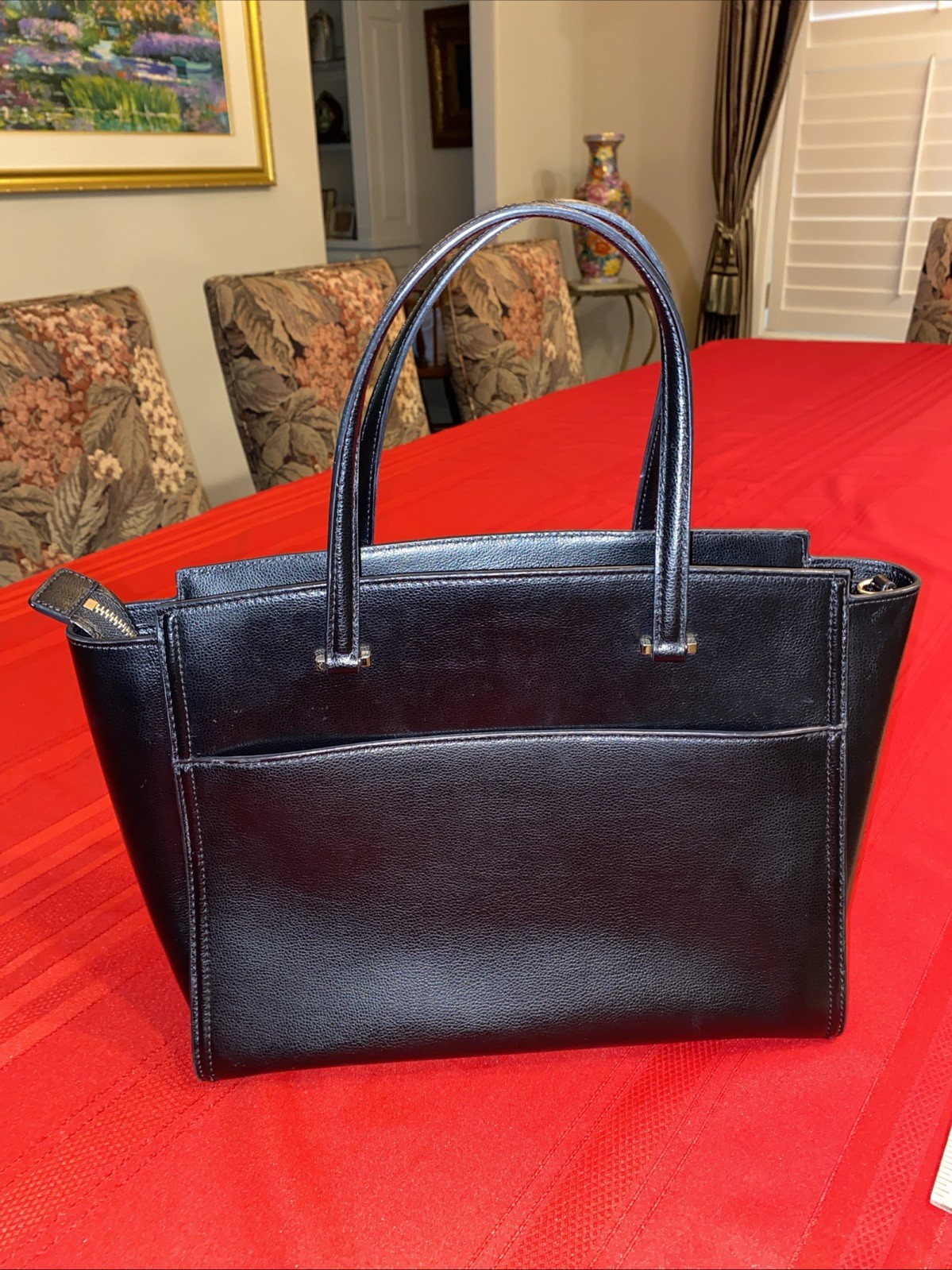 Kate Spade New York Over The Shoulder Bag Black Leather Top Zip Tag S362