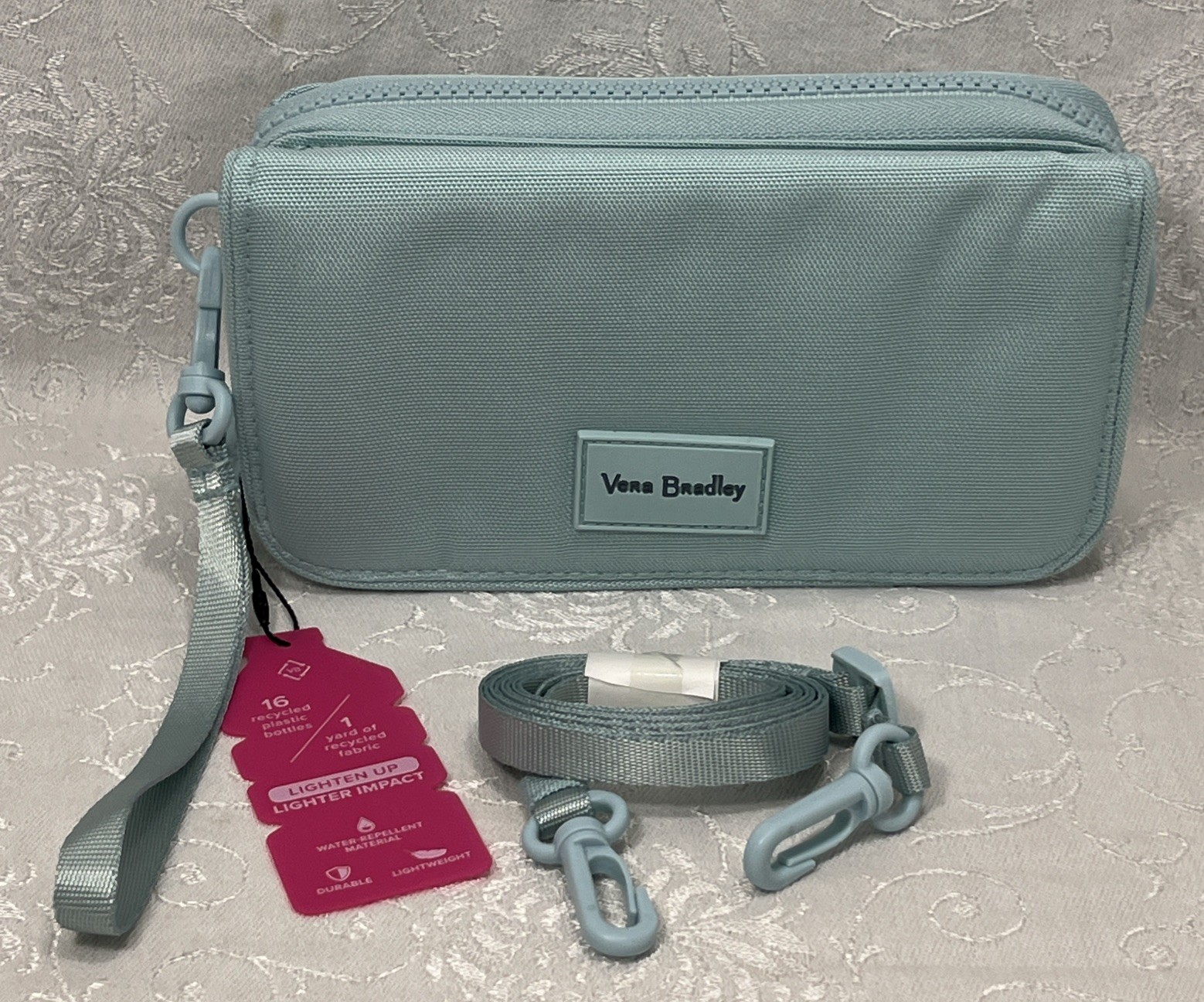 Vera Bradley ReActive RFID Compact Crossbody Faded Jeans Blue 7 Inches NWT