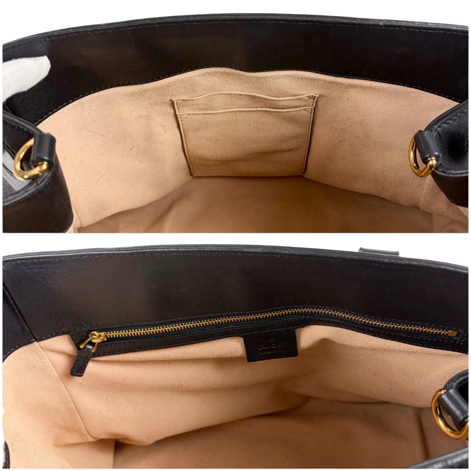 Gucci Leather Black Tote Bag Handbag Pre-Owned Women Purse Designer Luxury Bag