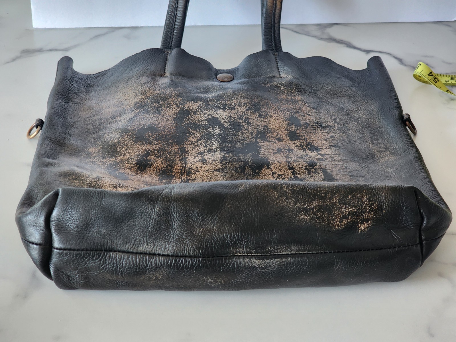 New Made In Italy Soft Calf Leather Aged Effect Tote Bag 11×13×3.5