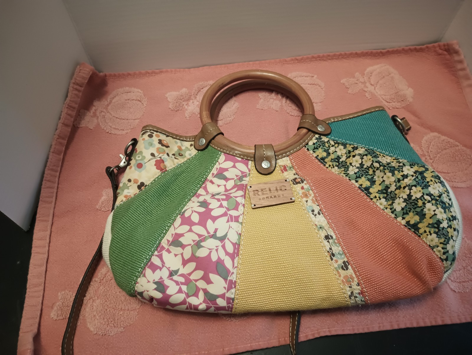 Relic Multicolor Quilted Handbag With Outside Zip Pocket And 2 Inside Pockets