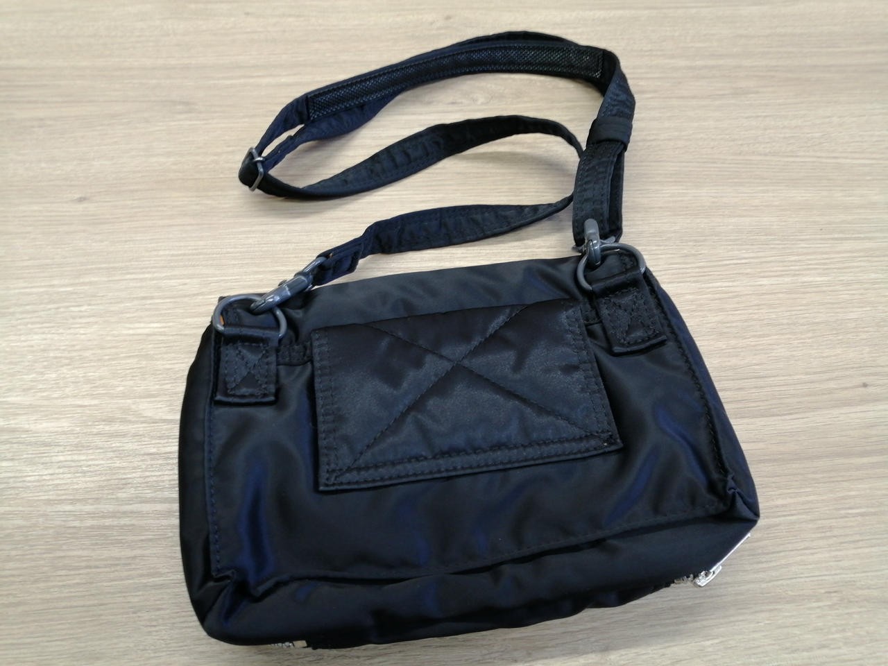 Porter Yoshida and Co Tanker Shoulder Bag Black Nylon Orange Lining Japan