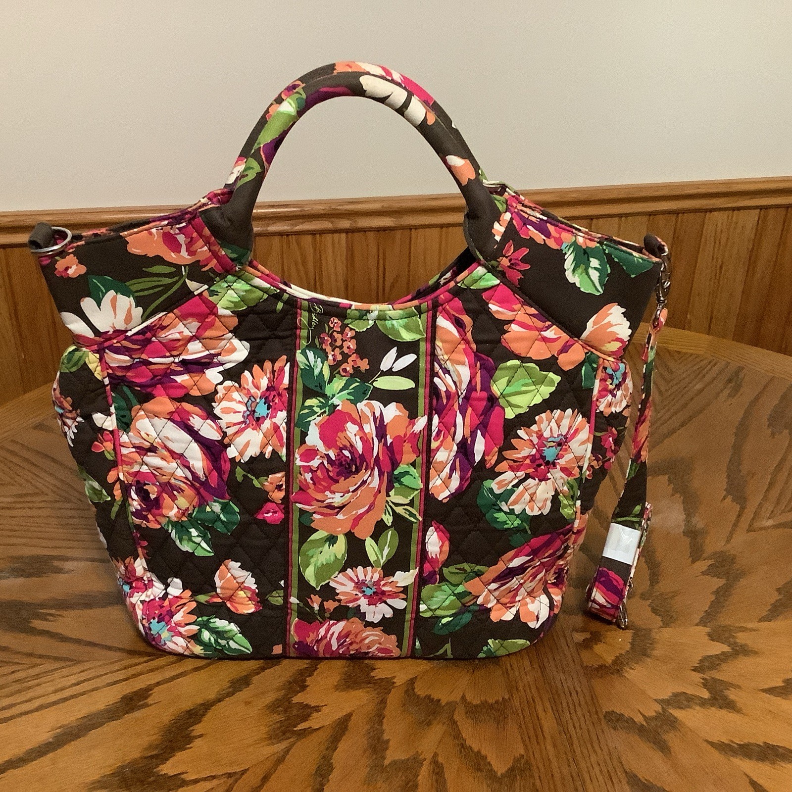 Vera Bradley Two Way Tote, Crossbody English Rose Purse Floral Multi Color