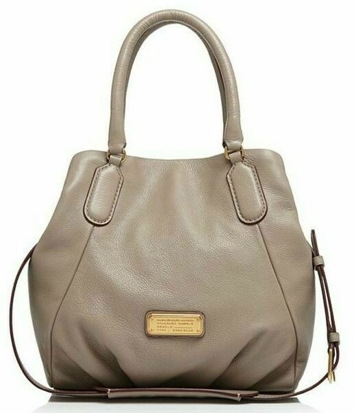 🌞MARC JACOBS NEW Q FRAN CEMENT GRAY ITALIAN LEATHER LG SHOULDER TOTE BAG🌺NWT!