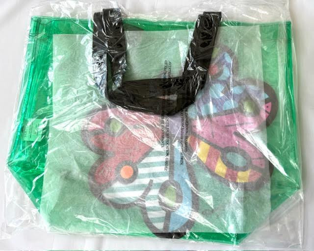 ROMERO BRITTO TRANSPARENT PVC TOTE BAG: BUTTERFLY – NEW –
