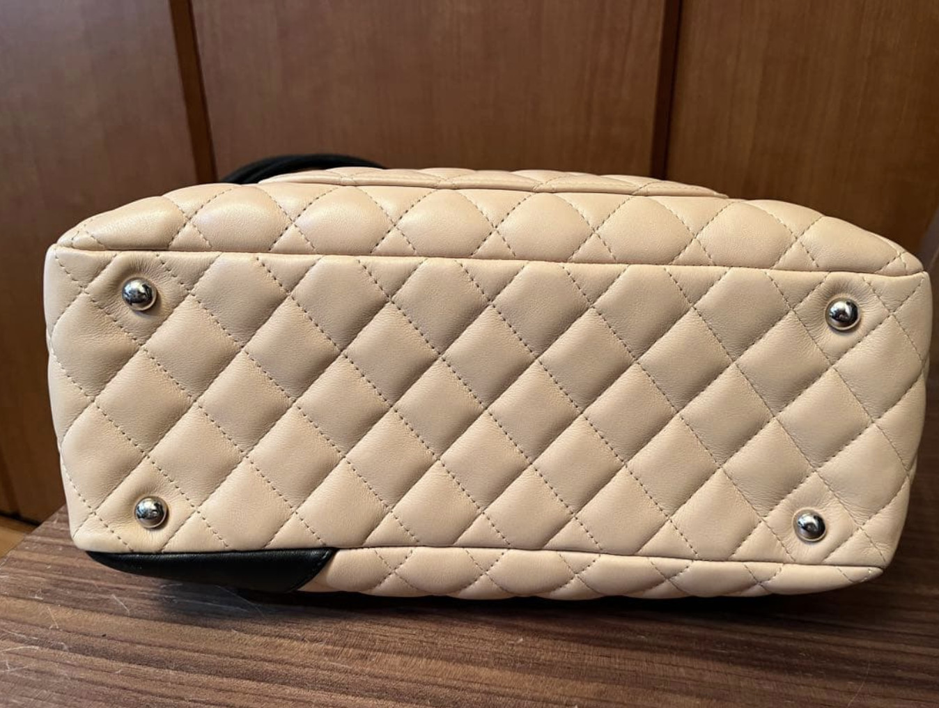 CHANEL Cambon Bowling Bag Shoulder Bag Black Leather Coco Mark Authentic