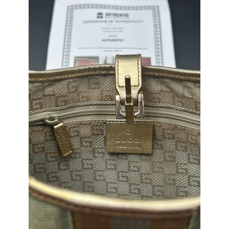 Vintage GUCCI 2003 Tom Ford Archival Jackie Bag Aquamarine Gold Y2K + COA