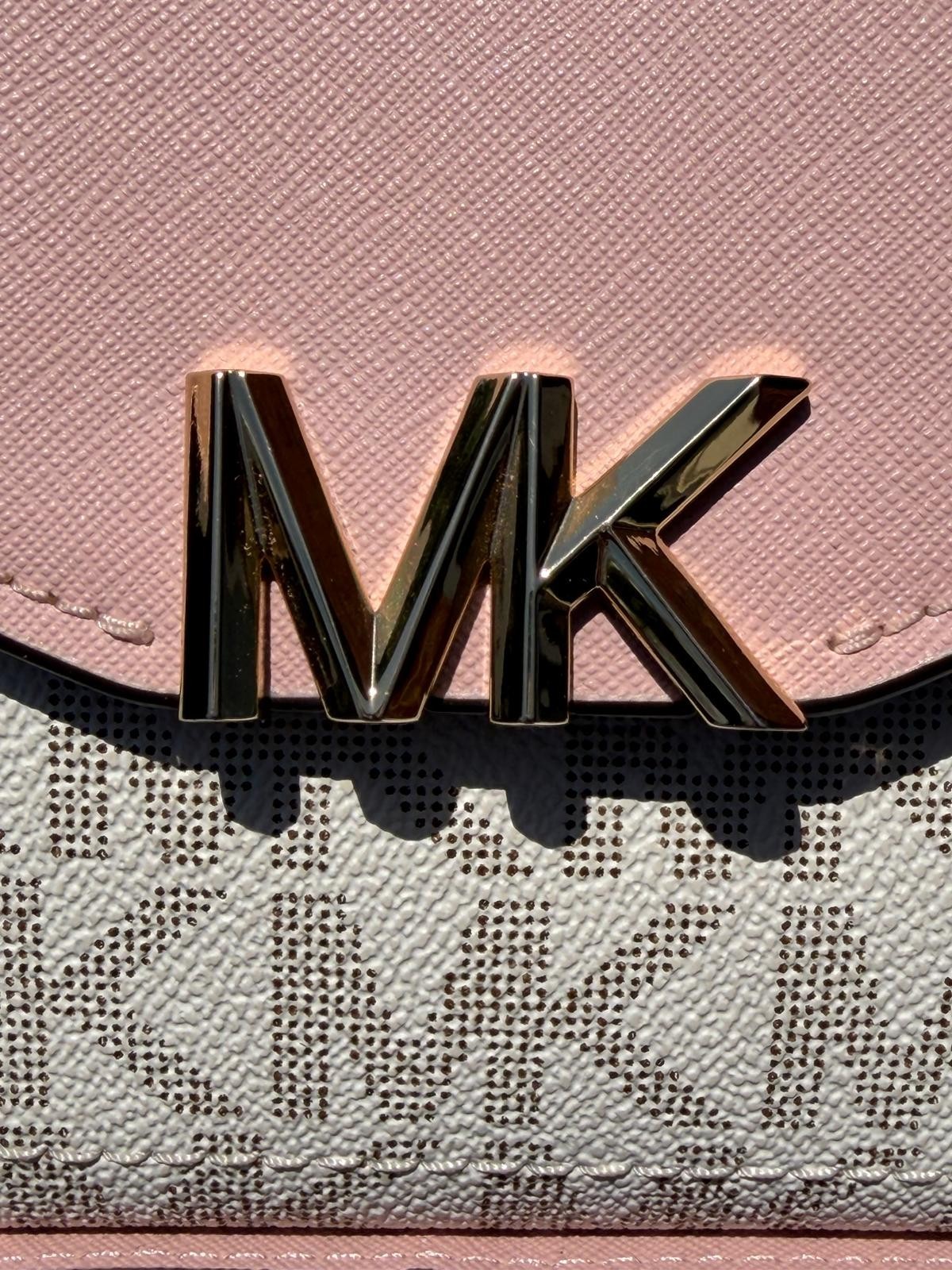 Michael Kors Sylvia Flap Leather Convertible Shoulder Crossbody Bag Smokey Rose