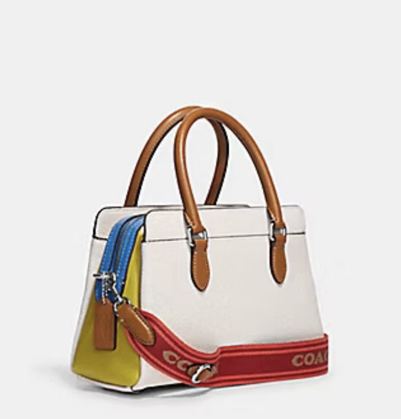 Coach colorblock pebbled satchel detachable adjustable strap