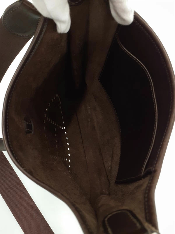 Hermes Evelyne 1 PM Leather Dark Brown Shoulder Bag Silver Hardware 2001 #TB488
