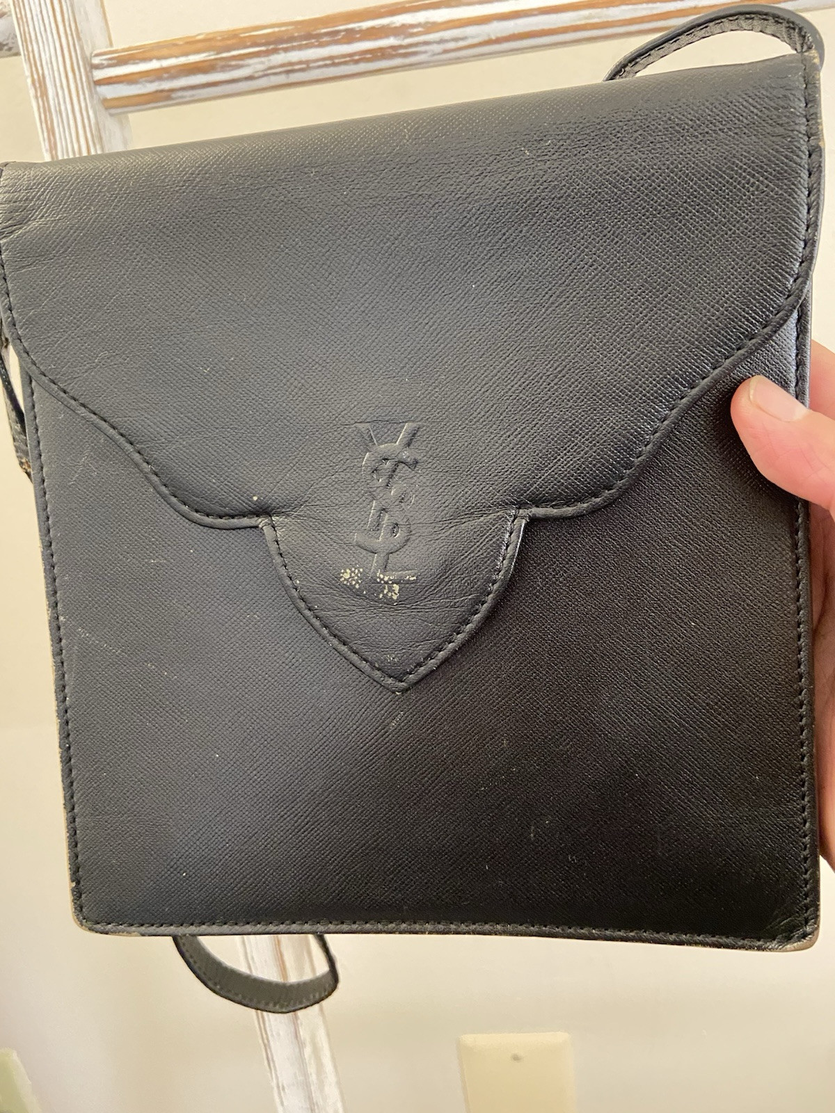 Yves Saint Laurent Cassandra Black Saffiano Crossbody Shoulder Bag, Fair Condo