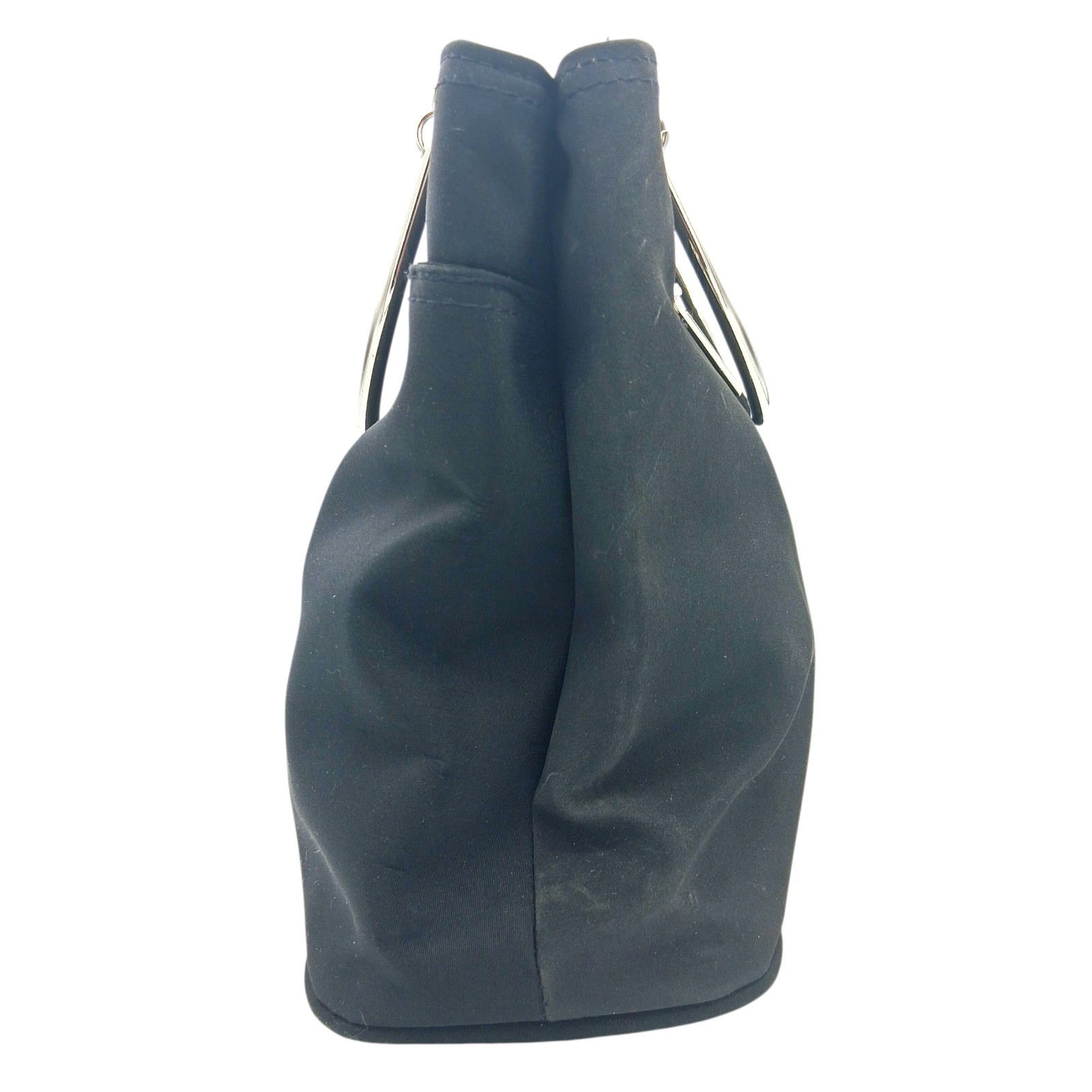 Black Nylon Tessuto Style Purse Silver Hardware Y2K Structured Bag