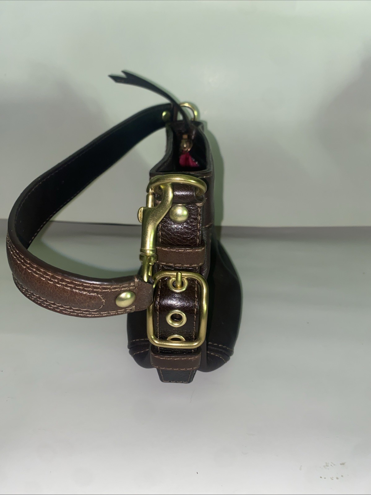 Vintage Y2K Coach Zoe Mini Hobo Bag Brown Leather Gold Shoulder Purse 41864