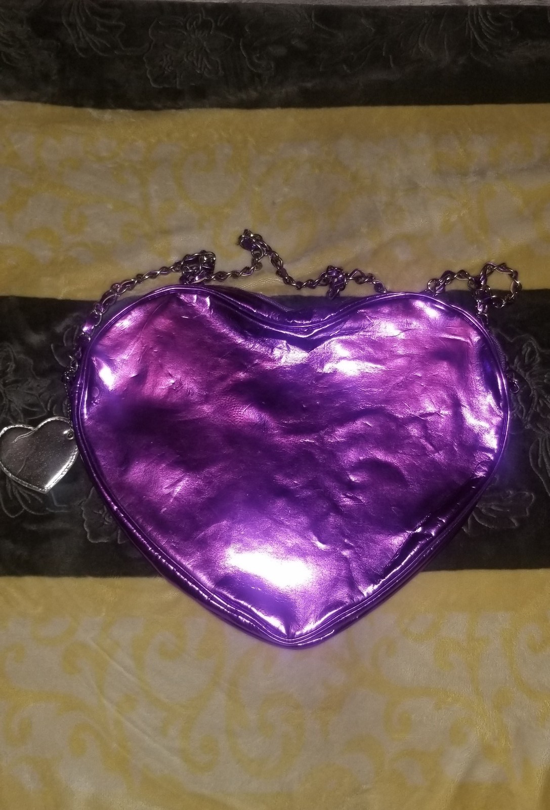 Justin Biiber Purple Quilted Heart Purse/Tote