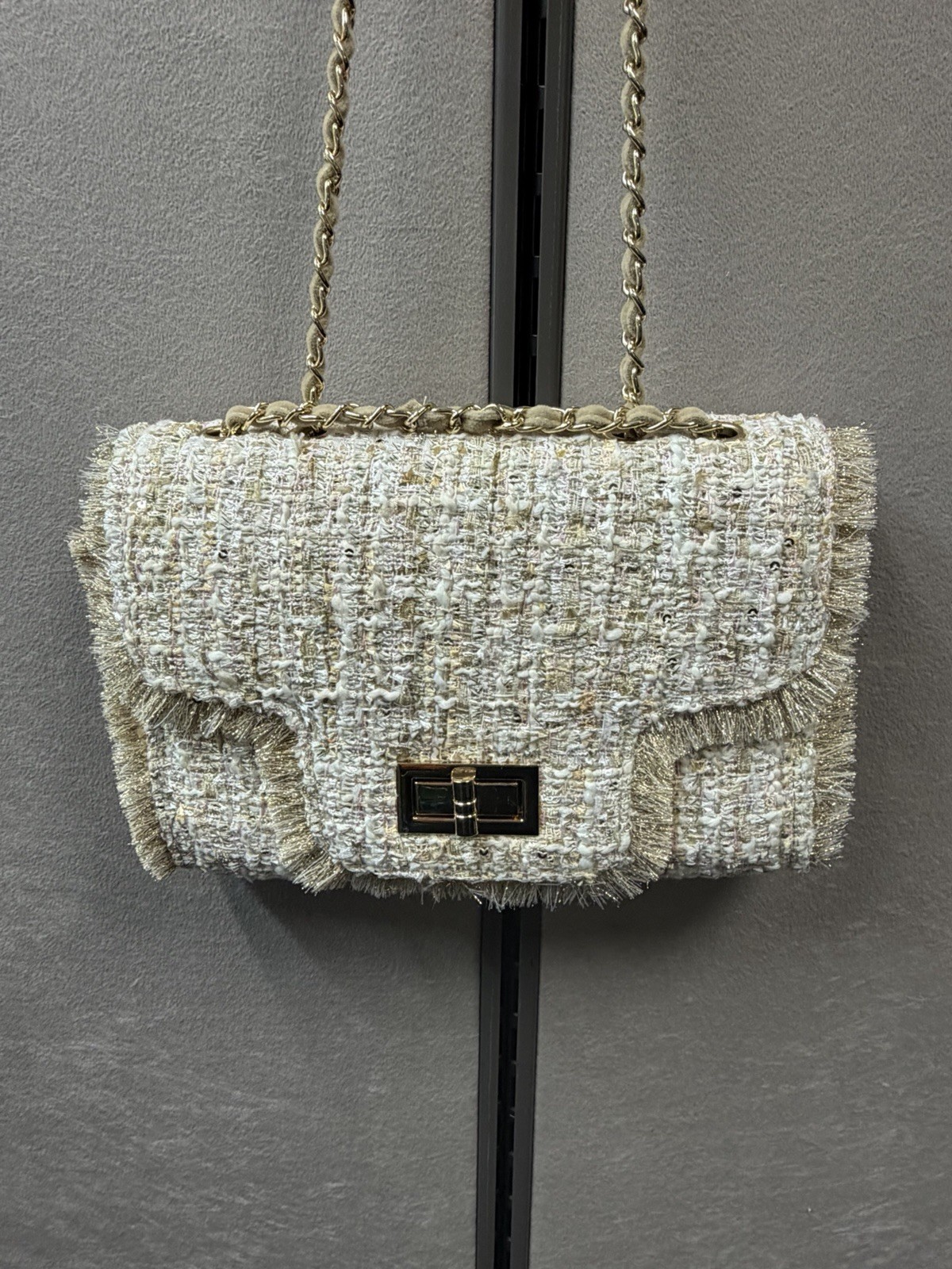 Brielle Crossbody Tweed Gold Chain Bag by Cristina Sabatini