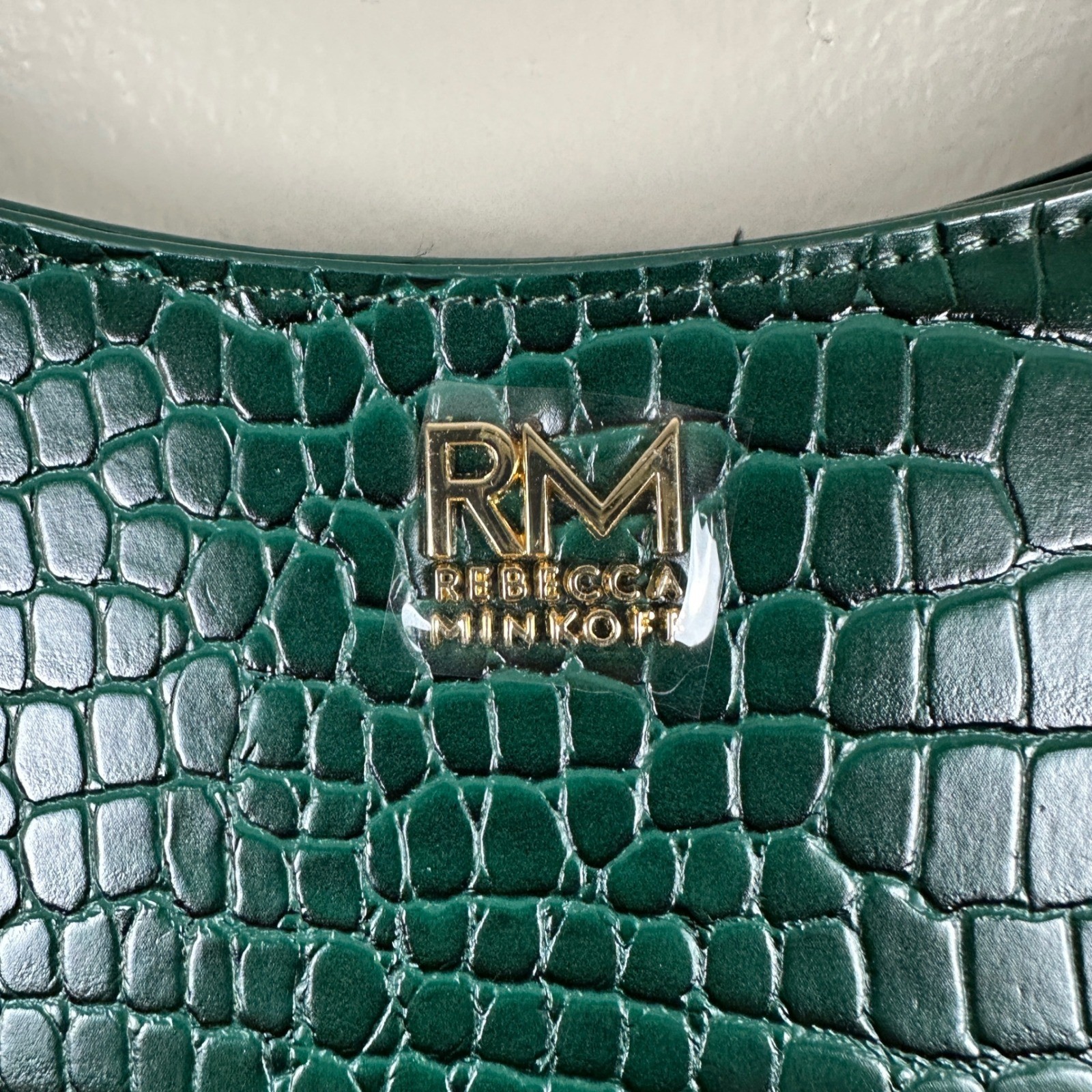 Rebecca Minkoff Womens Florence Shoulder Bag Pine Green Croc Embossed NEW