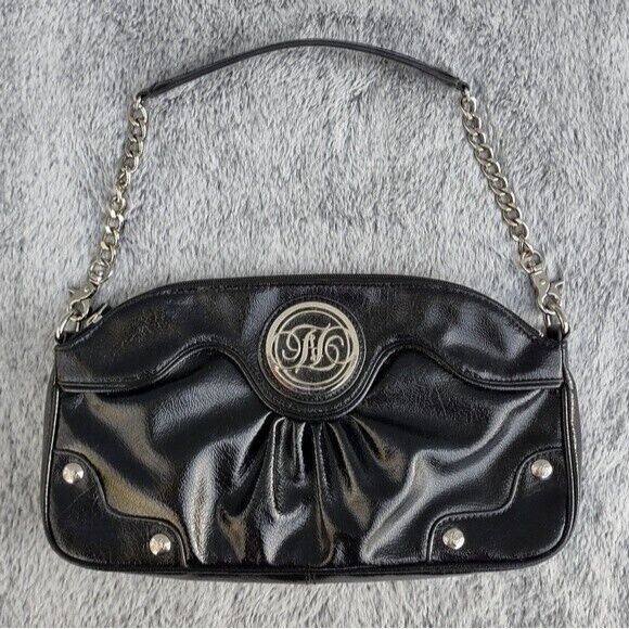 Fabulosity Faux Patent Leather Shoulder Bag Clutch Detachable Chain Strap