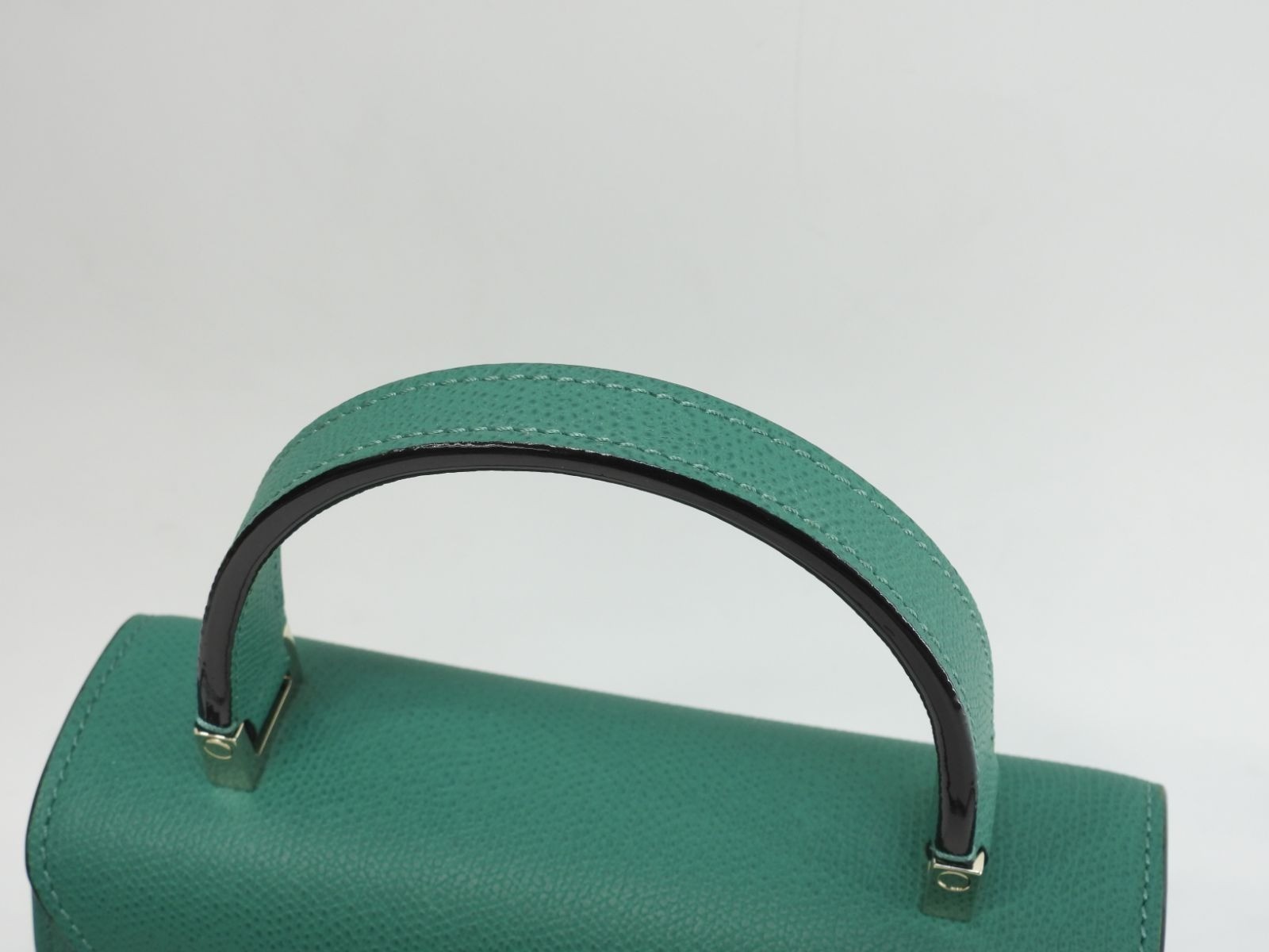 Valextra Mini Iside Embossed Leather Green Handbag with Strap 8.6*6.4*4.3 inch