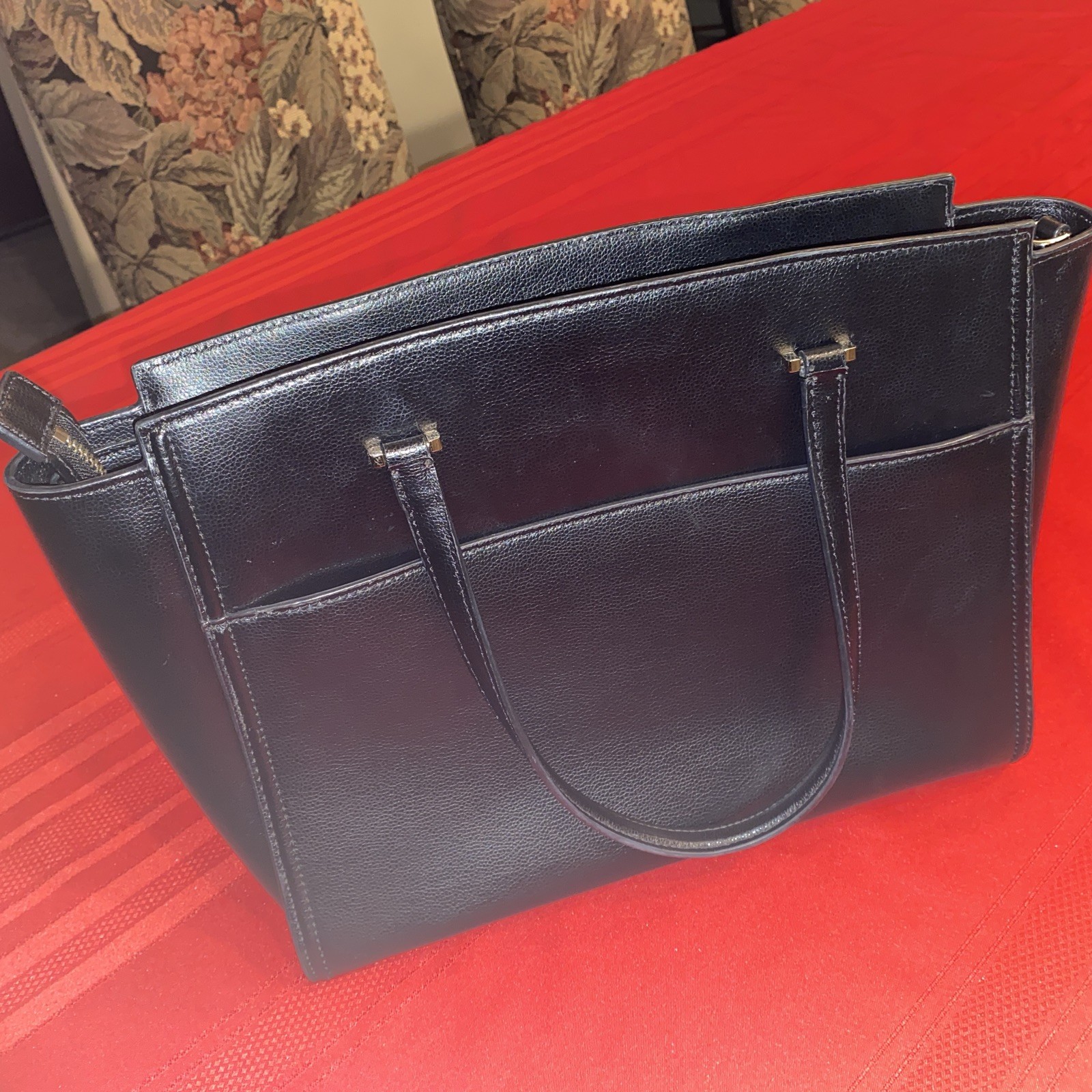 Kate Spade New York Over The Shoulder Bag Black Leather Top Zip Tag S362