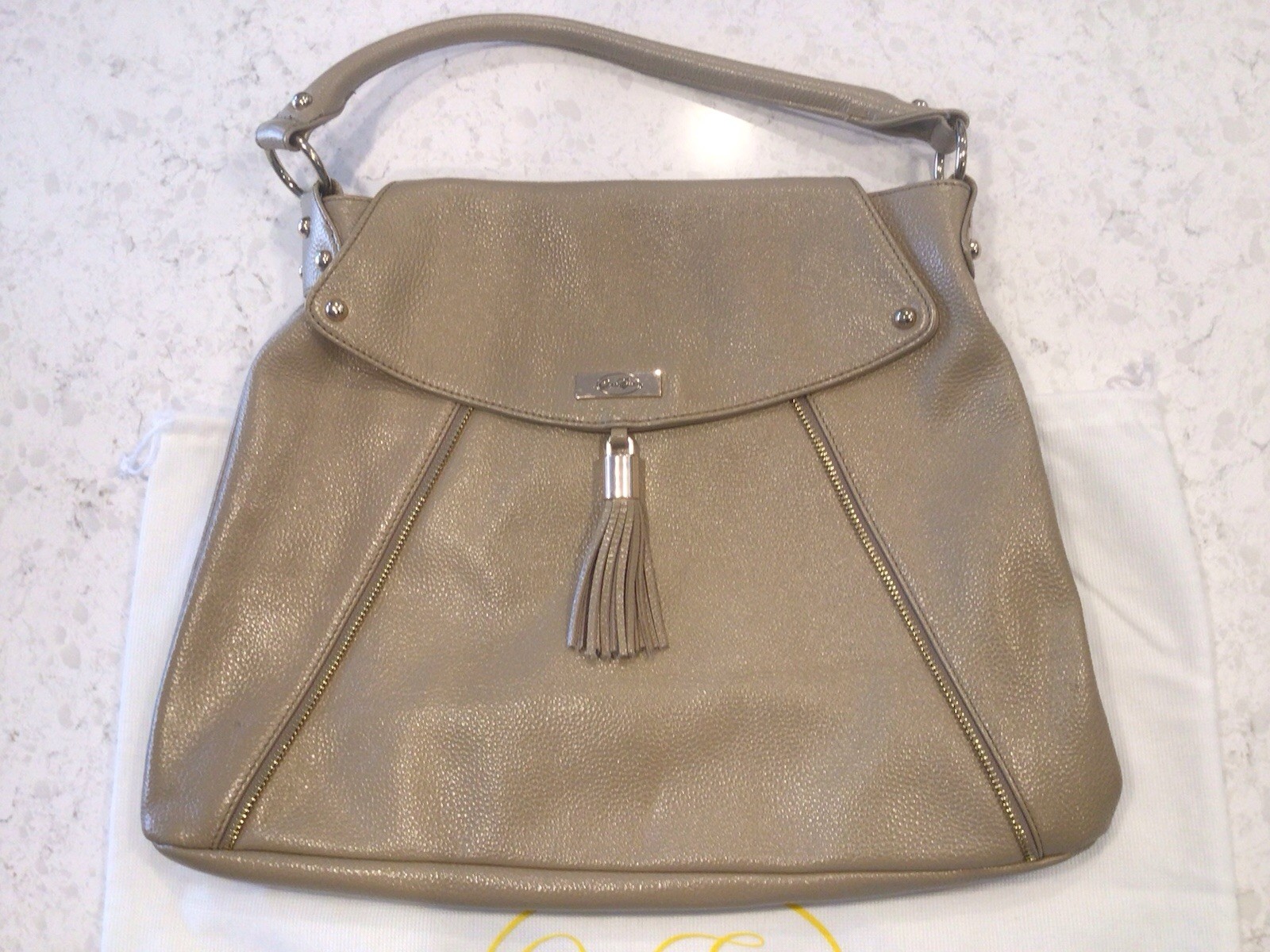 ONNA EHRLICH KELLY HOBO Off White Leather Shoulder Shopper Bag Purse
