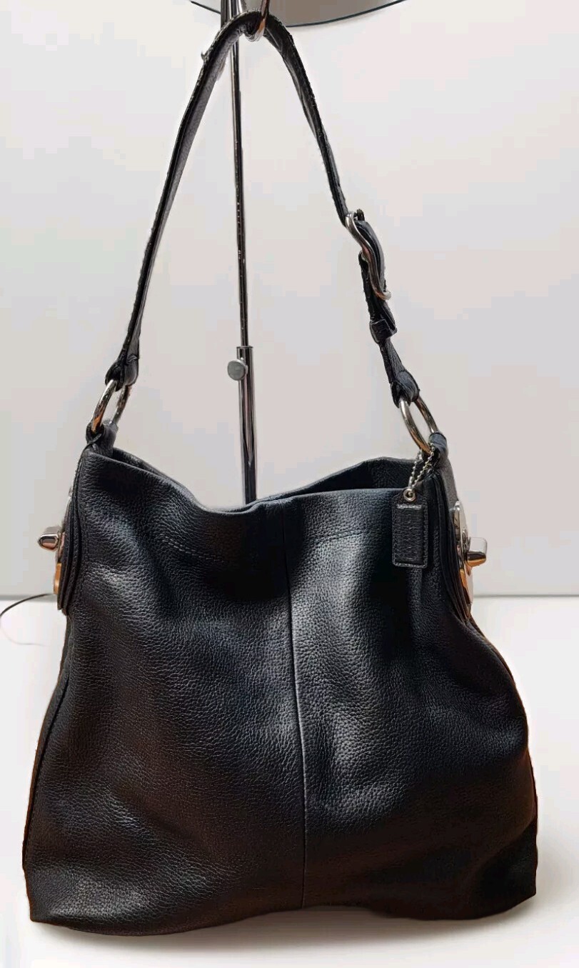 Coach Penelope Hobo Shoulder Bag – F16535 – Black Pebbled Leather