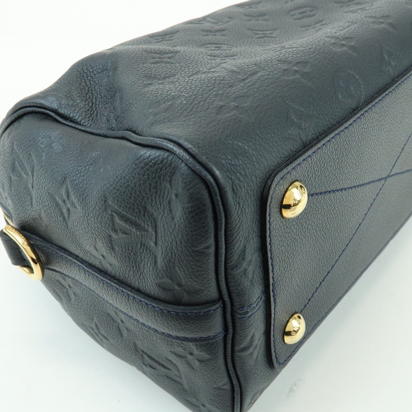 Louis Vuitton Monogram Empreinte Speedy Bandouliere 25 Navy M40762 Auth Used F/S