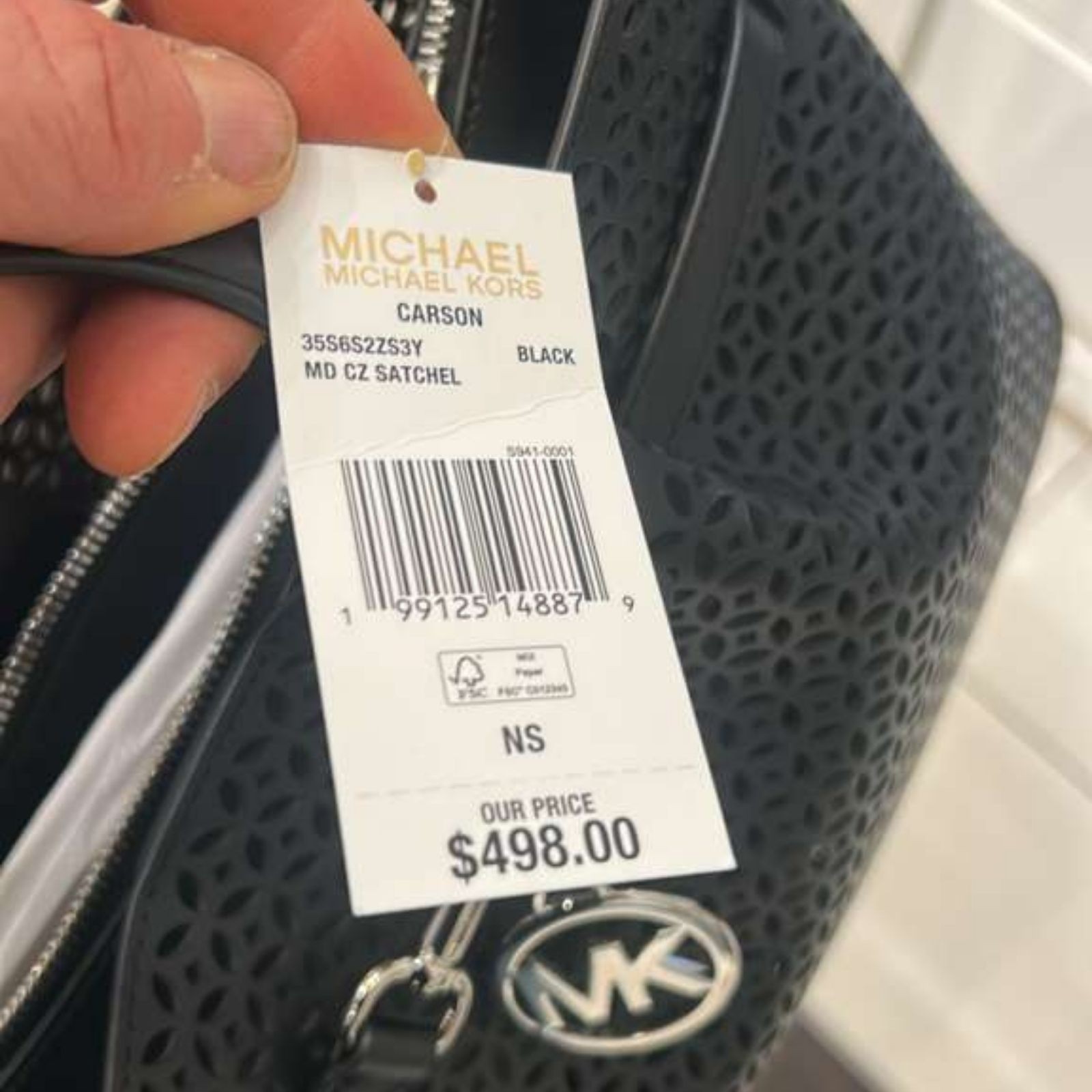 Michael Kors Carson Women Medium PU Blend Floral Laser Cut Satchel Bag Handbag