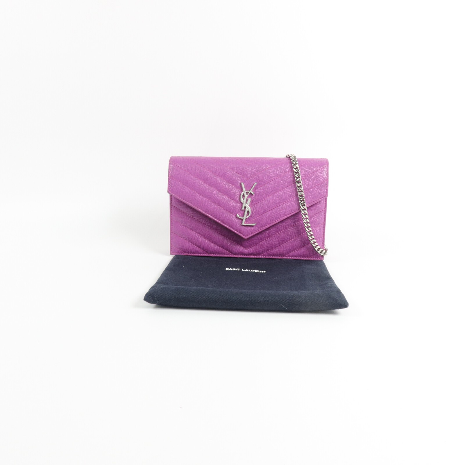 SAINT LAURENT YSL SHW Cassandra Envelope Chain Wallet Bag GNC393953 Calfskin