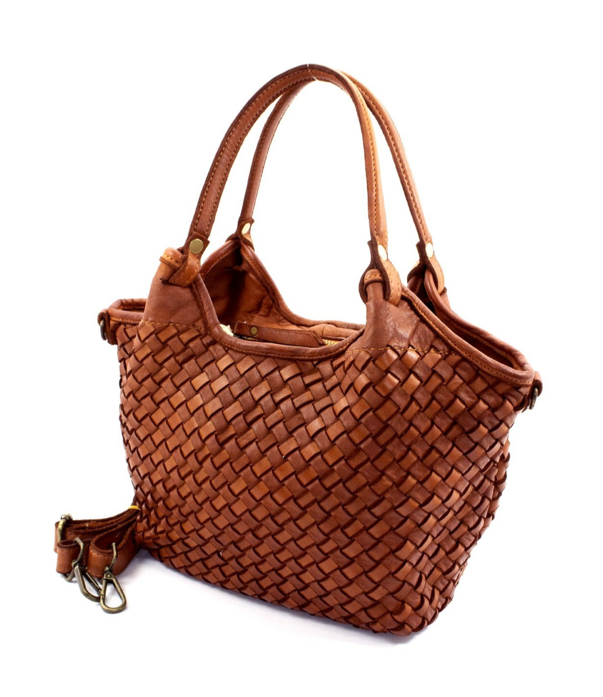 ITALIAN HAND WOVEN GENUINE WASHED LEATHER HANDBAG BAG PURSE – MADE IN ITALY