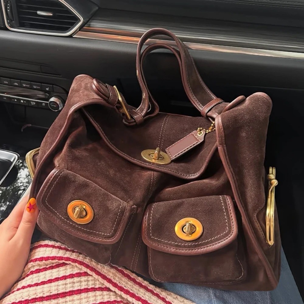 Casual Commuter Large Capacity Suede Pillow Bag Single Shoulder Crossbody Bag