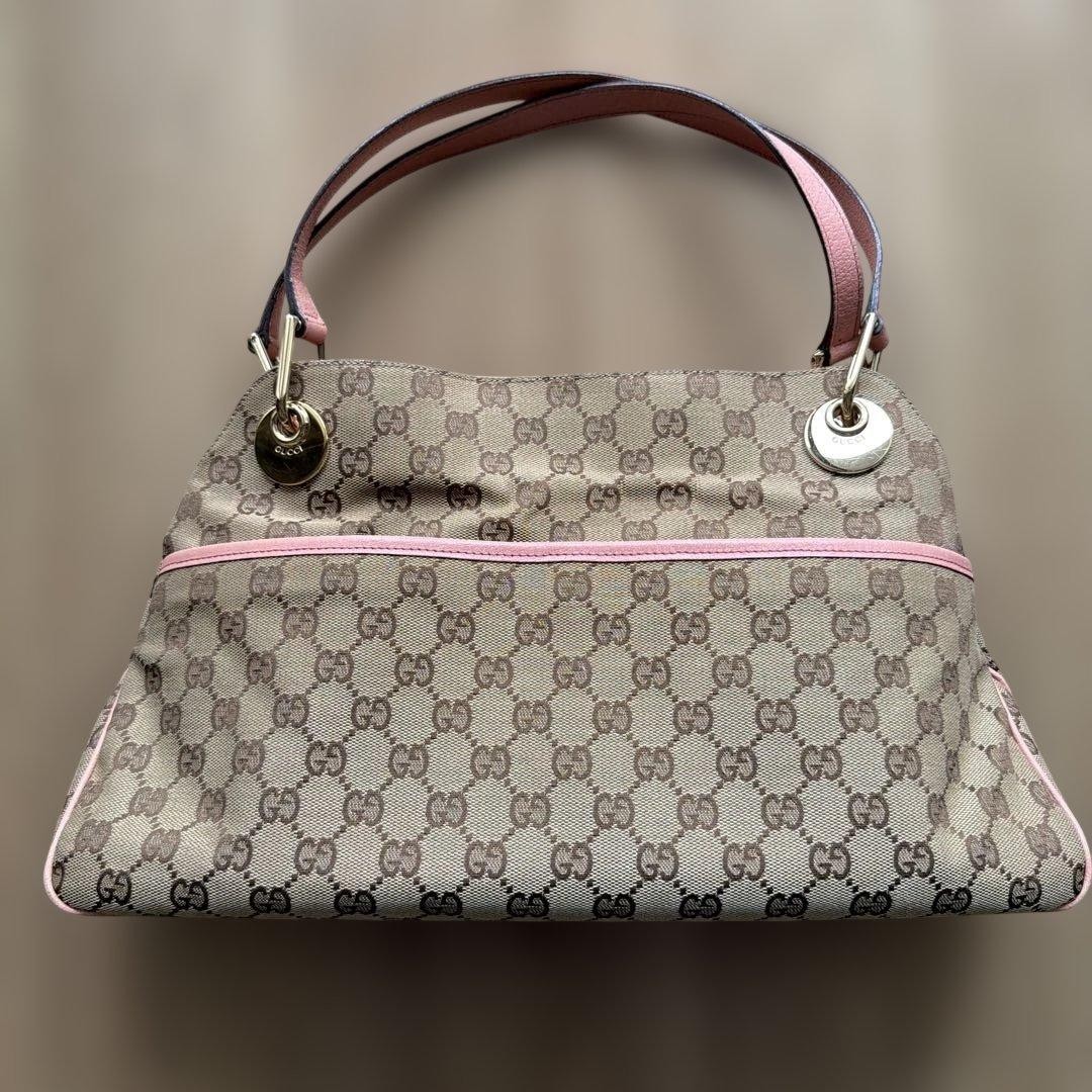 GUCCI Tote Bag GG Canvas Pink Authentic Women’s Fashion Bag Excellent Condition