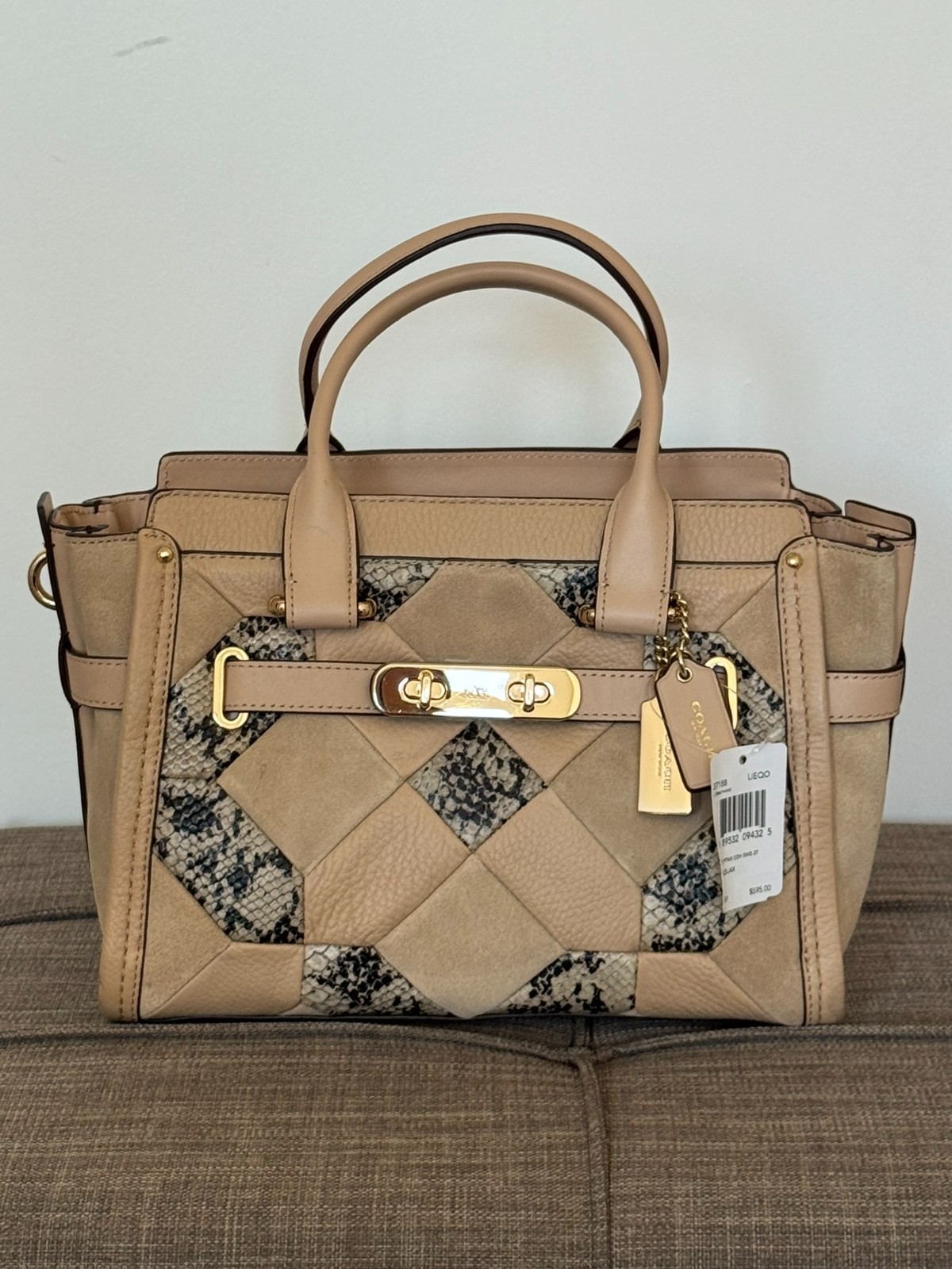 COACH Swagger 27 in Patchwork Exotic Embossed Leather in Beechwood RARE
