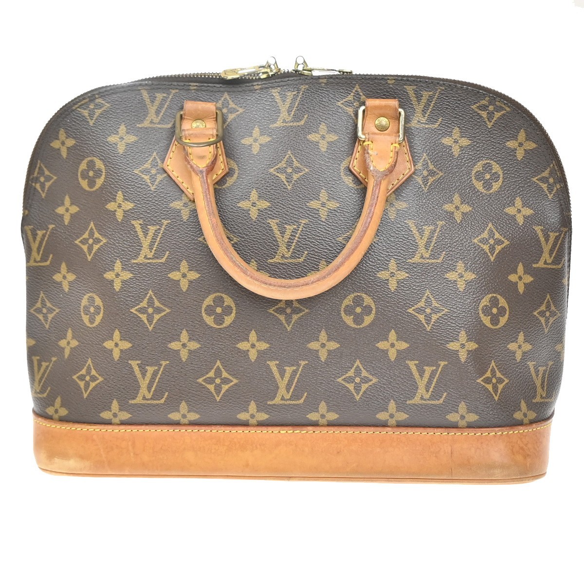 LOUIS VUITTON LV Logo Alma Hand Bag Monogram Leather Brown M51130 89YJ227