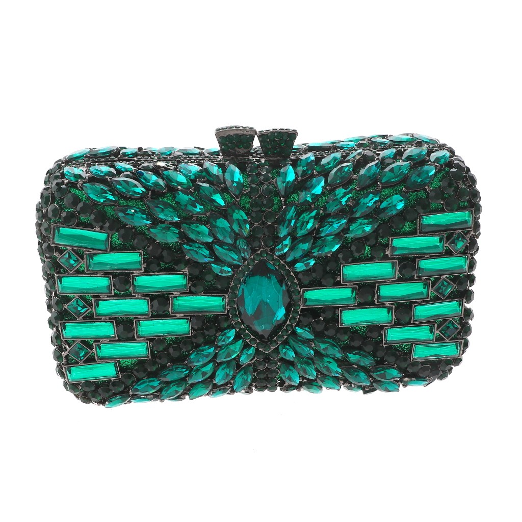 Hermatite Tone Alloy Metal High End Rhinestone Clutch Bag HB6278-EME