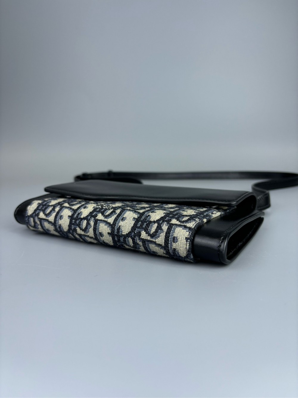 Dior Saddle jacquard fabric Oblique print oxhide shoulder crossbody bag black
