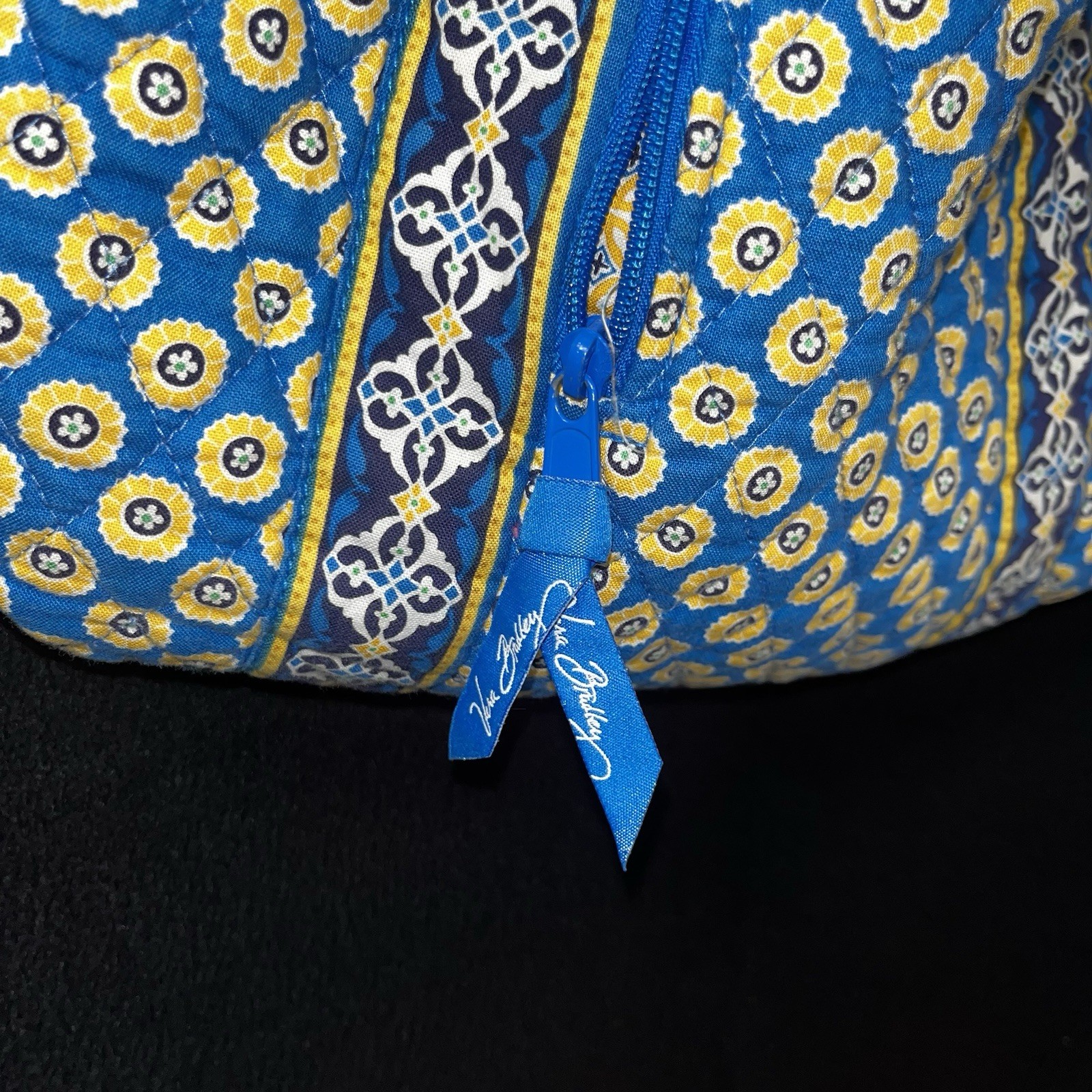 Vera Bradley Quilted Blue Yellow Geometric Design Sling Backpack