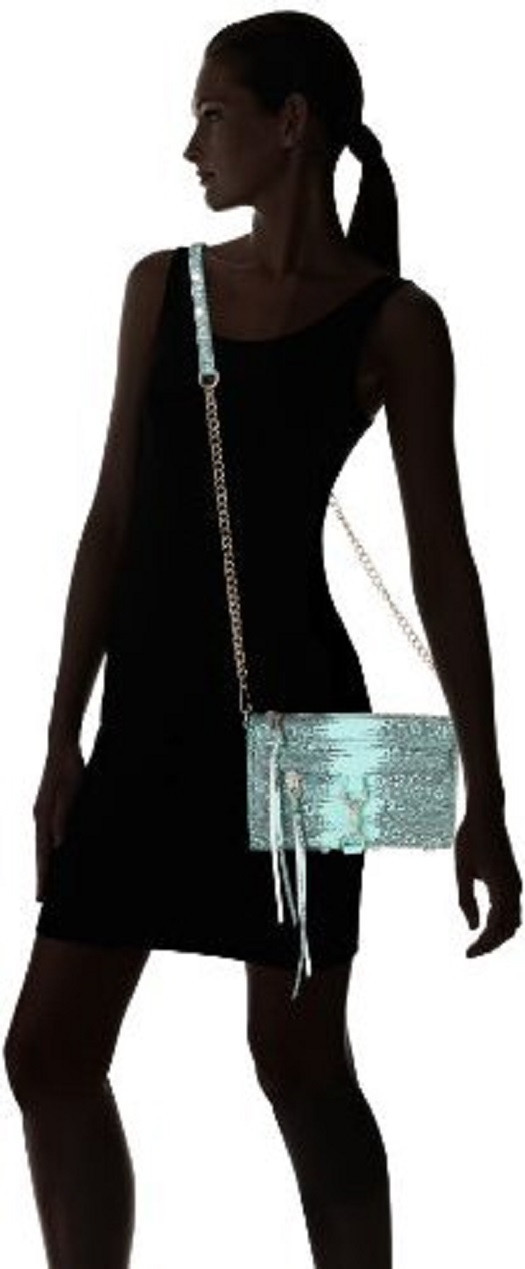 NWT Rebecca Minkoff Lizard Embossed Minty Leather Mini MAC Crossbody Clutch