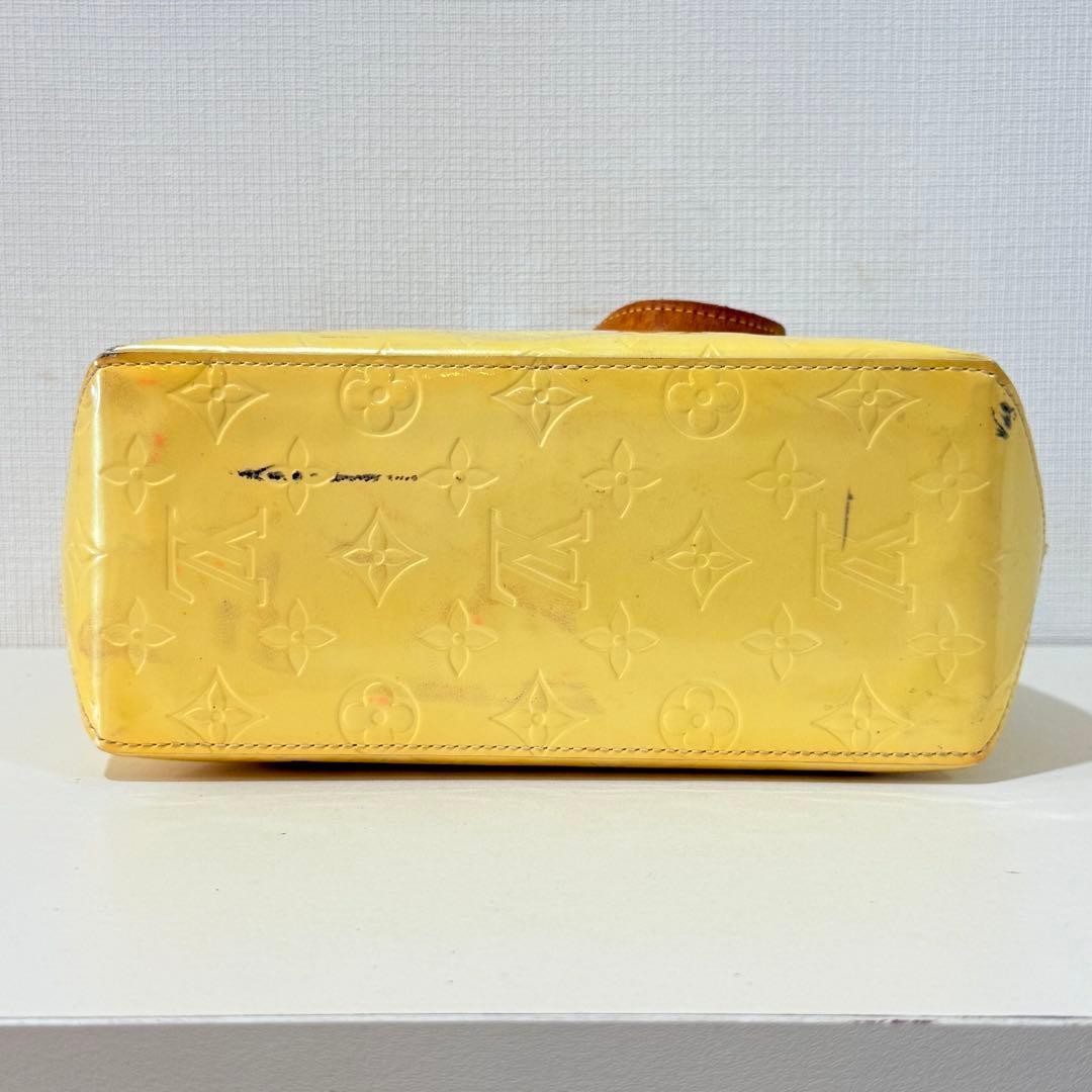 LOUIS VUITTON Vernis Reed PM M91990 Bag Yellow Monogram Leather 22.5x18x10.5cm