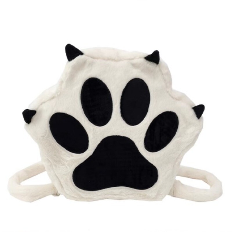 Ladies Girl Student Cat Claw Backpack Cute Shoulder Bag Fluffy JK Casual Decors