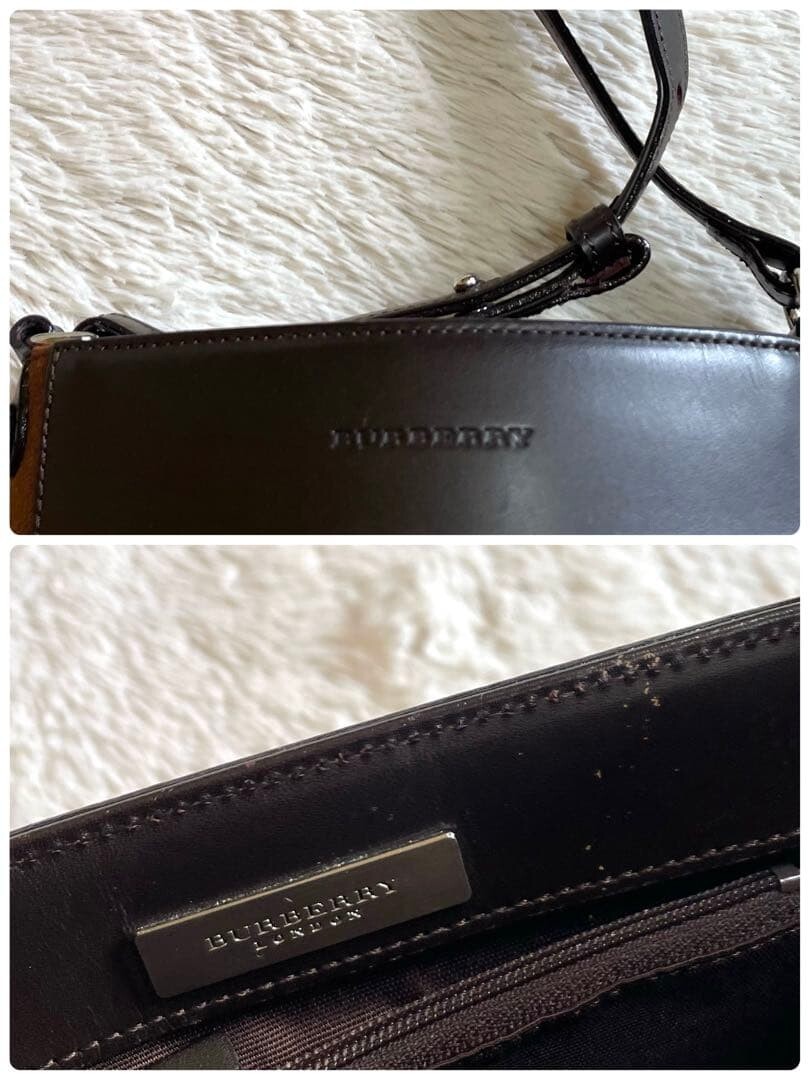 Burberry Brown Leather Square Stitch Shoulder Bag Womens 20cm x 16cm x 7cm