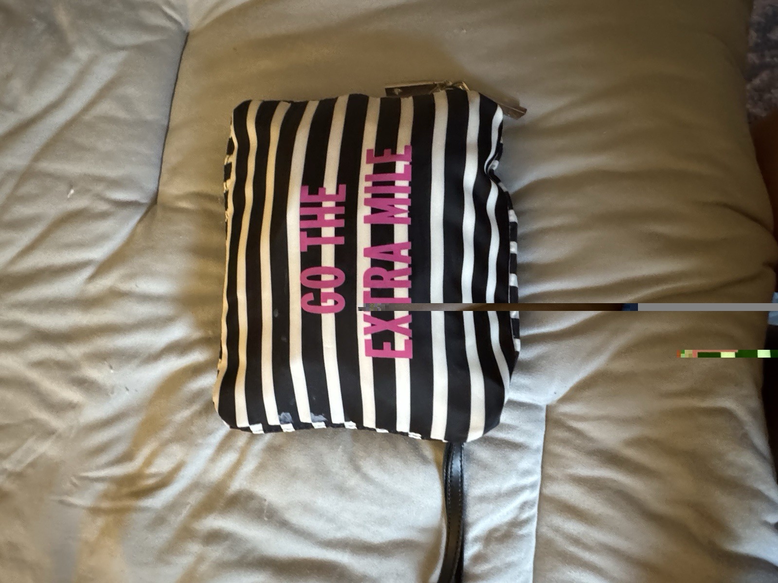 kate spade Watson Lane Lyla Black & White Stripes Nylon Packable Weekender Bag